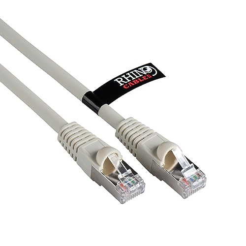 rhinocables CAT6A Ethernet Cable Shielded Snagless High Speed RJ45 Gigabit Booted Patch LAN Network Lead compatible with CAT5e, CAT6 Internet, Xbox, PS4, Smart TV, Router, Modem, PC (20m, White)