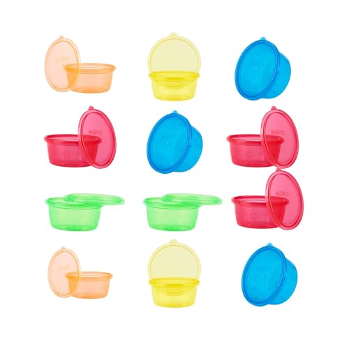 Nuby Bols avec Couvercle | Pots de conservation | 12 Pack | 300 ml | Multicouleurs (couleurs peuvent varier)