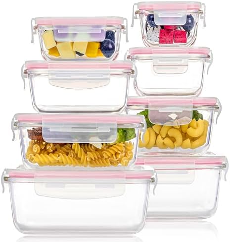 Vtopmart 8 Pack Glass Food Storage Containers with Airtight Lids,...