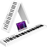 TERENCE Piano mit 88 Tasten Faltbares Klaviertastatur mit 1800mAh Batterie unterstützung MIDI USB-Schnittstelle Piano-Anwendung mit Bluetooth Notenständer Aufkleber Audiokabel Kopfhörer