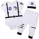 Xuomuen Baby Astronaut Costumes Outfits Halloween Newborn Infant Space Suit Uniform Clothes with Hat