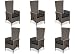 Produktbild KMH®, 6er Set Polyrattan Hochlehner Tjorben braun incl. Kissen (stufenlos verstellbare Rückenlehne - 2 String) (#106252)