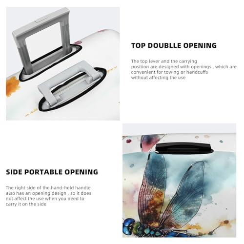 Elastic Travel Luggage Cover for Suitcase Tsa Approved Stretch Scratch-Resistant Suitcase Protector Cover Washable Watercolour Dragonfly Baggage Covers Fits 18-32 Inch Luggage Case4