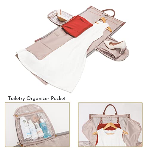 Womens Convertible Garment Bags for Travel, Modoker Carry On Garment Bag - 2 in 1 Hanging Suitcase Suit Luggage Bag, Grey