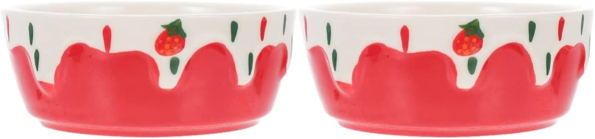 Dish Water Small Glider Sugar Gerbil Rat Pattern Pet Hamster Feeding and Strawberry Ceramic Animal Squirrel Bowls for Animals Cute Container Dishes Rabbit Bunny Hedgehog Bowl Food