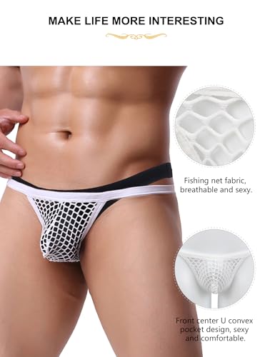 ohyeah Mens Sexy Fishnet Thongs Underwear G-String Low Rise Jockstrap Breathable Briefs Mesh Bulge Pouch Panty for Men4