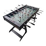 Relaxdays Kickertisch, klappbar, HBT: 78 x 122 x 61 cm, Fußballkicker für Kinder & Erwachsene, mit 3 Bällen, Dunkelbraun