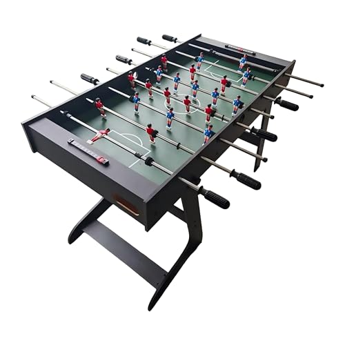 Relaxdays Mesa de futbolín abatible para niños y Adultos, 78x122x61cm, marrón Oscuro