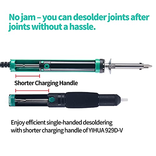 Yihua 929D-V Electric Desoldering Soldering Iron Solder Sucker Desoldering Pump With Shorter Charging Handle And Desoldering Nozzles 1.0Mm 1.2Mm For Through-Hole Desoldering thumb #4