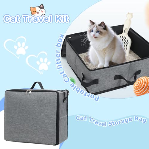 Bac à litière pliable pour chat portable imperméable avec couvercle