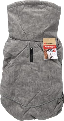 Flamingo Hundemantel Winter – Iglu Grau – S 40cm – Isothermische Innenschicht – reflektierende Streifen – wasserabweisend – Klettverschluss – Geschirröffnung
