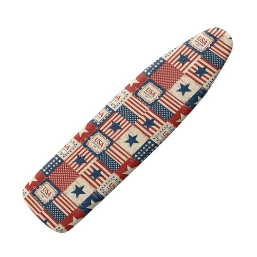 Image of Ironing Board Cover, Standard Size 15x54, American Flag Plaid Pattern, Elastic Edge, Resist Scorching, Adjustable Fastener, Fashion Iron Board Covers