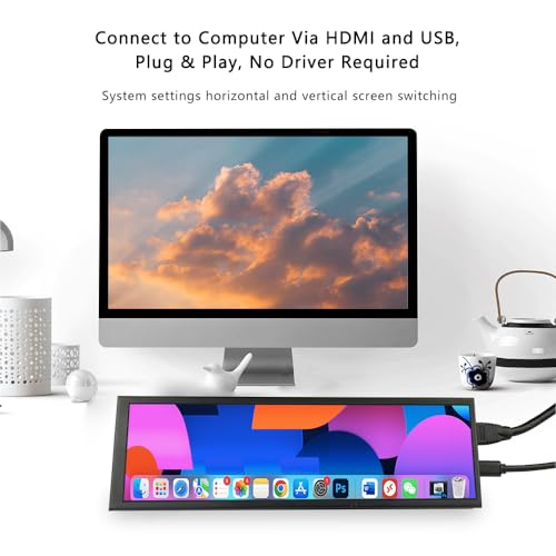 Image of Portable Bar Sub Monitor 7.9 inch Touchscreen LCD IPS 400x1280 mini HDMI USB Long Strip Screen CPU GPU Case Aida64 External Display
