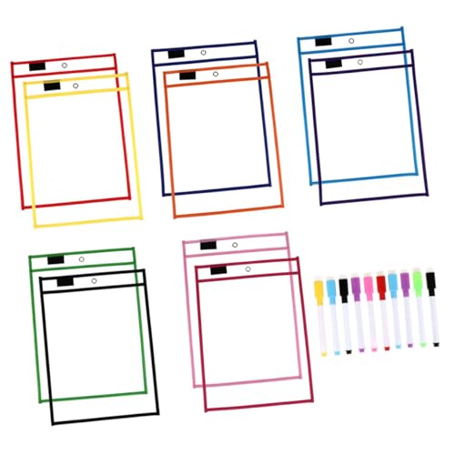 Abaodam 便利な乾式消去スリーブ ポータブルドライイレースファイルポケット 高耐久透明製 書き消し可能 書類収納用 繰り返 ランダムカラー