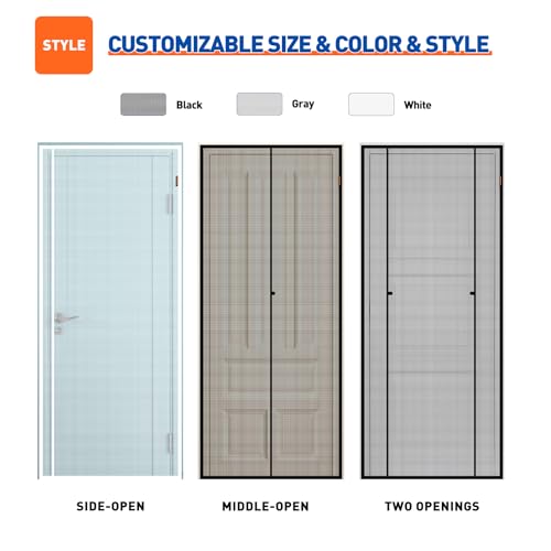 Image of MAGZO Customized Magnetic Screen Door, Sturdy Custom Magnets Double Mesh Door Screen Curtain with Full Frame Hook & Loop for Entrance