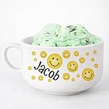 GiftsForYouNowPersonalized Ceramic Smiley Face Ice Cream Bowl