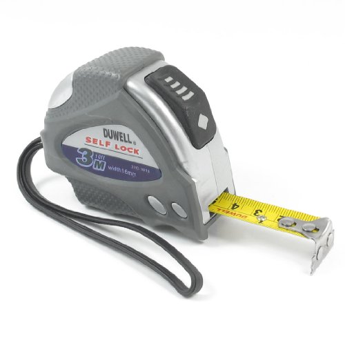 Aexit 10Ft Plastic Tools & Home Improvement Grey Silver Tone Lockable Button Pocket Measure Ruler Type Tape Measures w Strap