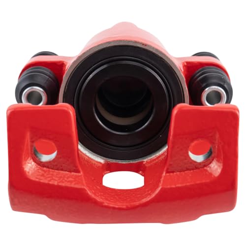 Image of TRQ Rear Performance Brake Caliper Set Red Compatible with 2001-2010 Ford Explorer 2003-2010 Explorer Sport Trac 2003-2007 Jeep Liberty 2003-2006 Wrangler 2003-2005 Lincoln Aviator Mercury Mountaineer