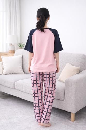Image of Womens Night Dress Pajama Set Soft Stretchable Spandex Nightwear Night Suit Ladies Loungewear Sleepwear Two Piece Top and Pyjama Set for Women