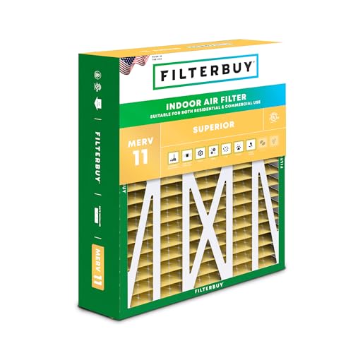 Filterbuy 17.5x21x5 Air Filter MERV 11 Superior Pet & Allergy Defense (1-Pack), Electrostatic Pleated HVAC AC Furnace Filters for Rheem, Ruud, and Protech (Actual Size: 17.13 x 20.63 x 4.38)