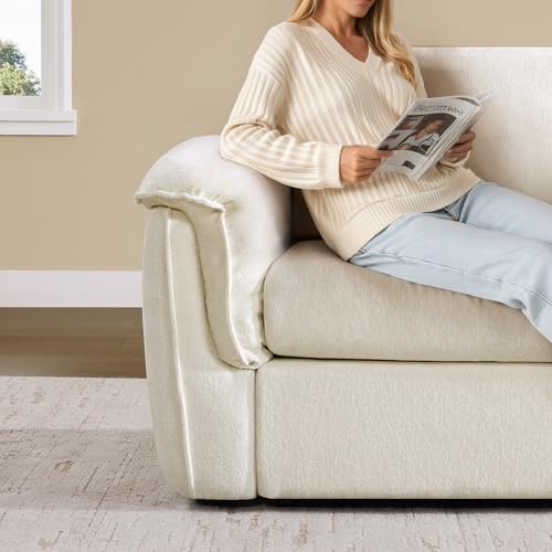 Image of CHITA Extra Large Sectional Couches for Living Room, Cloud Modular Sectional Sofa, Mid Century Modern 3 Seater Couch, Chenille in Cream
