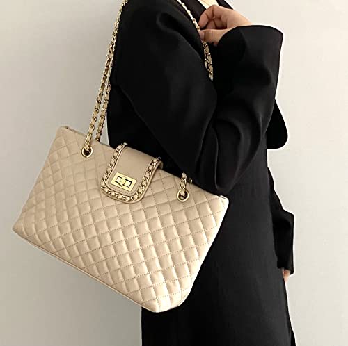 Bolso tote grande acolchado para mujer doble correa miniatura 6