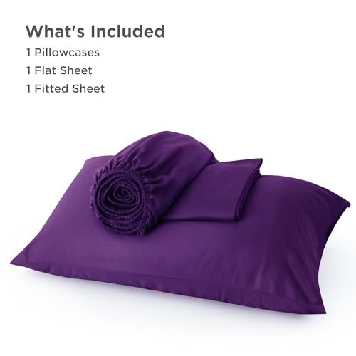 Image of Bedsure Cooling Sheets Twin, Rayon Derived from Bamboo, PureWoven, Breathable & Soft Twin Sheets Set, Deep Pocket Up to 16 Inches, Hotel Luxury Silky Bedding for Hot Sleepers, Plum