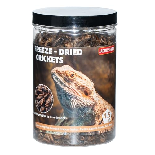 JADINGSFARM Freeze Dried Crickets 4.5 Oz High Protein Freeze Dried Crickets Food for Reptiles Bearded Dragons Lizards Geckos Birds Fish Hedgehogs Bearded Dragon Food