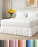 Bedskirt King Size Ruffle - 15 inch Drop Dust Ruffle Bed Skirt with Platform - Ultra-Soft, Easy Fit Premium Hotel Quality - Wrinkle Free & Fade Resistant - For Women, Men, Kids & Teens - Antique White