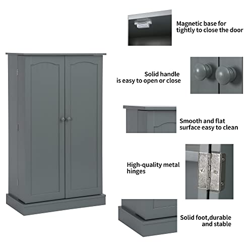 Function Home 41" Kitchen Storage Cabinet, Pantry Cabinet With Doors And Adjustable Shelves For Kitchen, Living Room And Dinning Room In Grey #TOP7