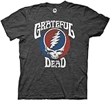 Ripple Junction Grateful Dead Men's Short Sleeve T-Shirt Steal Your Face Retro Stealie Vintage SYF Heather Charcoal Medium