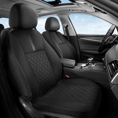 Image of Coverado Car Seat Covers Full Set, Automotive Leather Seat Covers for Car，Universal Fit Front Back Seat Cover, Non-Slip Waterproof Breathable Car Seat Protector
