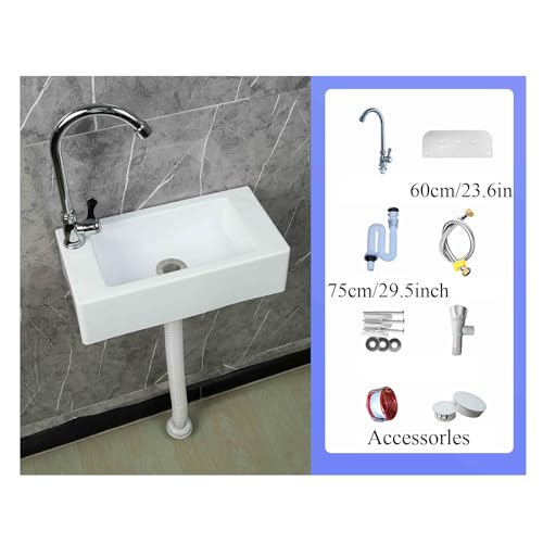 Lavabo rectangular de 40x20x11 cm de pared con grifo para aseos pequeños 3
