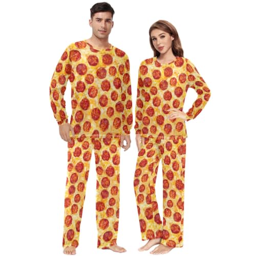 JHKKU Adults Pajama Set for Men & Women Pepperoni Pizza, XXS | 2