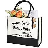 CMCGIFTREE Regalos de regalo para mamá, regalos de cumpleaños, regalos del día de la madre, regalos divertidos, bolsa de lona reutilizable para mamá, importantes cosas para mamá, principalmente
