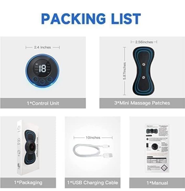 REBONICX Full Body Mini Butterfly Tens Massager With 8 Modes, 19 Levels Electric Rechargeable Portable EMS Patch For Shoulder, Neck, Arms, Legs, Neck, Men/Women, Black REBONICX Full Body Mini Butterfly Tens Massager With 8 Modes, 19 Levels Electric Rechargeable Portable EMS Patch For Shoulder, Neck, Arms, Legs, Neck, Men/Women, Black
