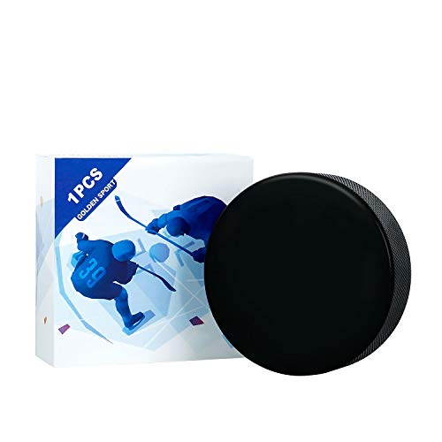 Golden Sport Ice Hockey Pucks, 1pcs, Official Regulation, for Practicing and Classic Training, Diameter 3\", Thickness 1\", 6oz, Black