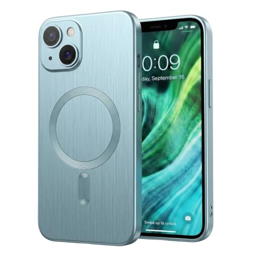 Image of amazon basics Premium Mag-Safe Case for iPhone 15 | Shockproof & Anti-Scratch Cover | Soft Silicone with Wireless Charging | Camera Lens Guard - Light Blue