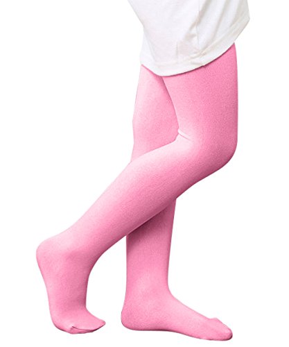 Image of Kids Girls Winter Warm School Uniforms Leggings Semi Opaque Basic Elastic Full Length Dance Stretchy Footed Tights (Large, D Pink Pantyhose)