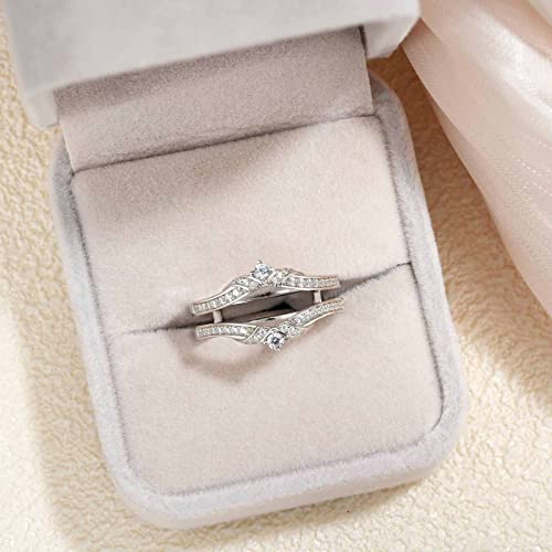 Blongme Wedding Ring Guard Enhancers For Women Ajustable Curved Bands Stackable Half Eternity Rings Aaaaa Cz 925 Sterling Size 7 #TOP2