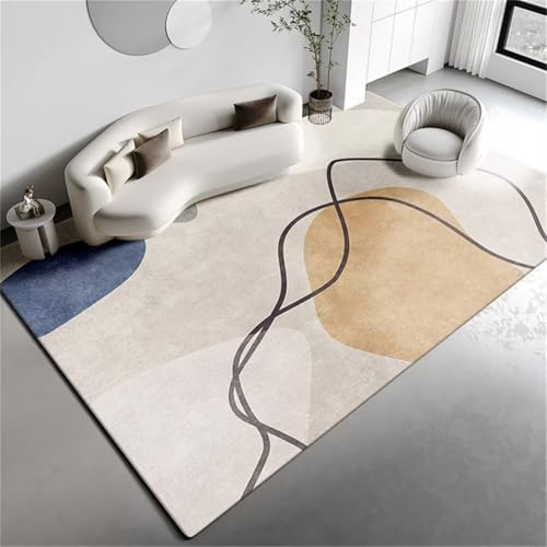 Tapis de chambre garçon bleu 120x120cm à lignes simples - 2