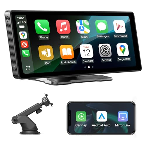 Senza Fili Autoradio, Wireless A-pple Carplay&Android Auto Portatile, 10.26 Pollici Stereo Auto HD Touch Screen, Car Radio with Mirror Link, GPS Navi, Bluetooth, FM, Siri, AUX, Airplay, Voice Control