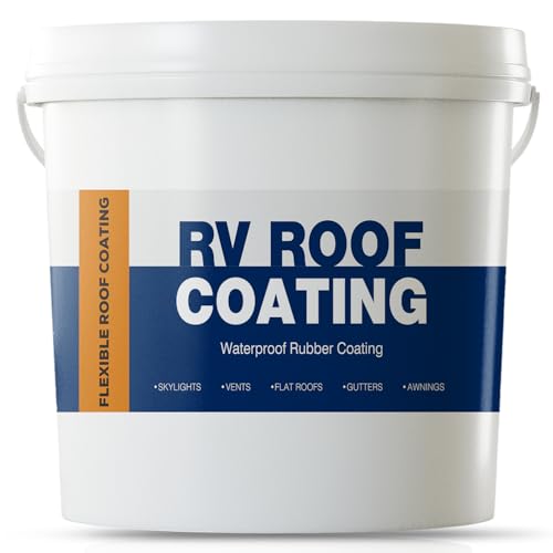 RV Roof Coating, White Liquid Rubber RV Roof Sealant for Camper Roofs, Waterproof Sealant with Wooden Brush Work, Motorhomes, Metal Buildings, Easy to Apply - 1 Gallon