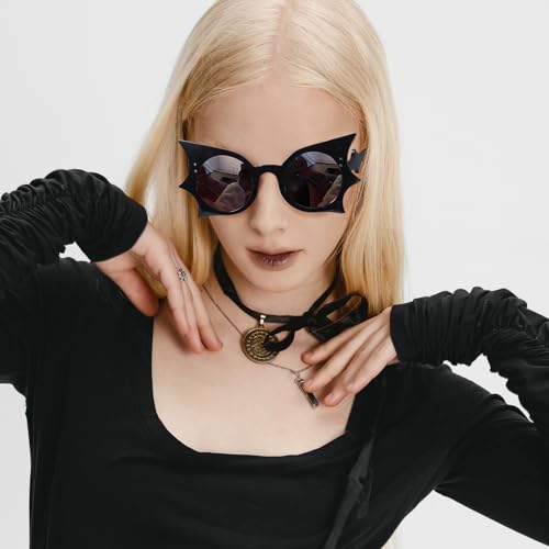 IGnaef Funny Butterfly Sunglasses for Women Men Bat Eye Shaped for Halloween and Party IF121072