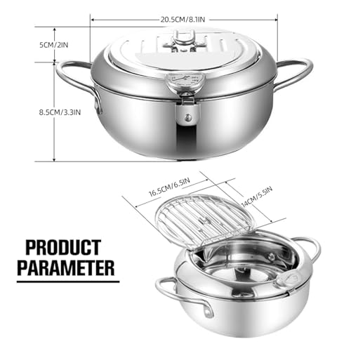Friteuse de cuisine en inox durable équipée d'un thermographe précis