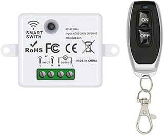 433Mhz AC85-240V Wireless RF Remote Control Switch 1CH Relay Receiver with ON/Off Transmitter for Led Light Bulb Control - (Color: WhiteBlack)
