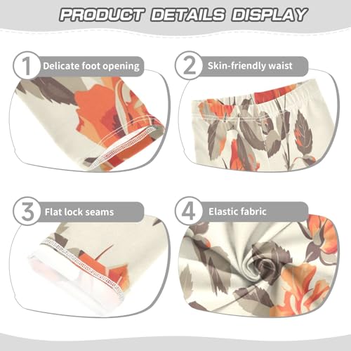 Bolaz Toddler Girls Leggings Printed Yoga Pants Leggings Red Rose Grey Leaves for Kids3