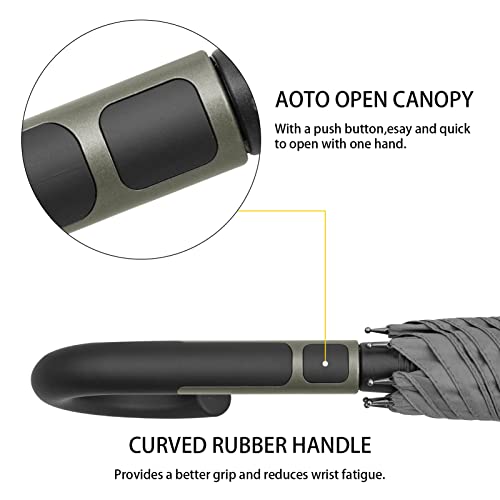 Z Zaffiro Handle Umbrella, Classic And Uv Protection Versions, Large Windproof Stick Umbrella, Automatic Opening Men's Women's Golf Umbrella (Grey) #TOP3
