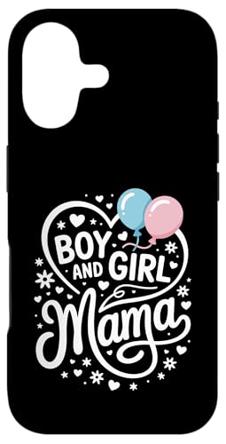 Boy And Girl Mama Mom Of Two Blue Pink Balloons Heart Motifs �X�}�z�P�[�X iPhone 17 �p