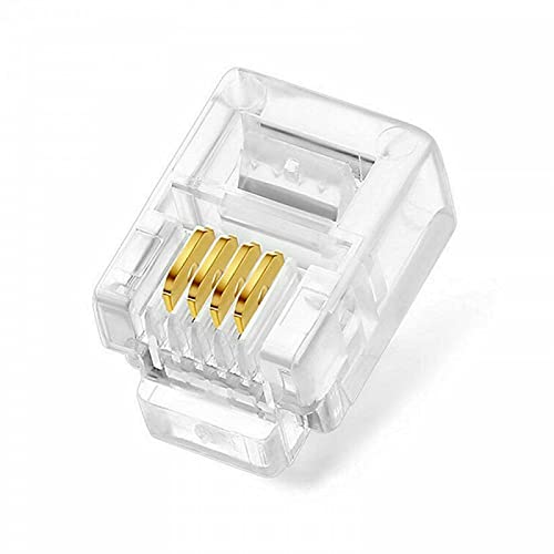 TECH-X 10pcs Telephone Plug 4 Pin RJ11 6P4C Modular Plug Telephone Phone Connector Crystal Head Plug Network Connector (6/2, Telephone Cord Connector Adapter Crimp) Four-core Cable RJ 11 Plug-image-17
